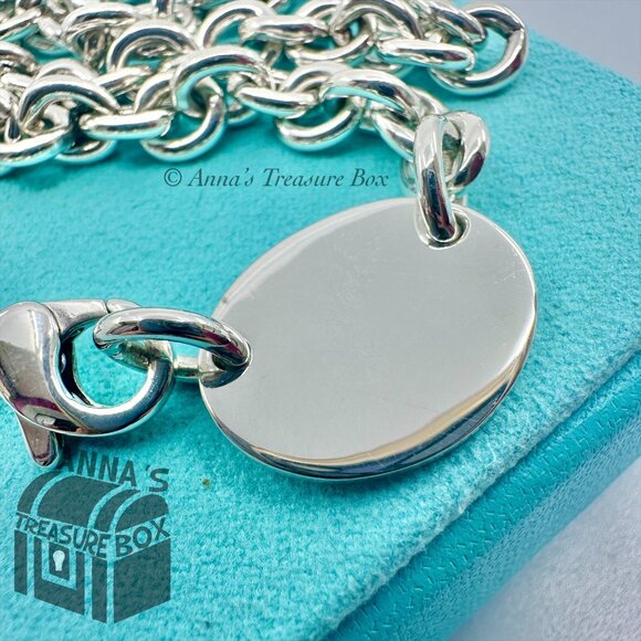 Tiffany & Co. 925 Silver Vintage RTT Oval Tag Choker 15.75" Necklace (pouch) - Picture 5 of 8